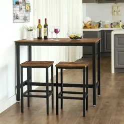 Parya - Vasagle - Bartafel Set - 120x60x90 - Donkerbruin