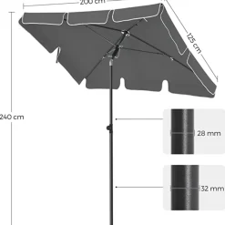 Parya Garden - rechthoekige parasol - Grijs - met Tas
