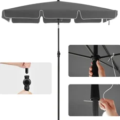 Parya Garden - rechthoekige parasol - Grijs - met Tas