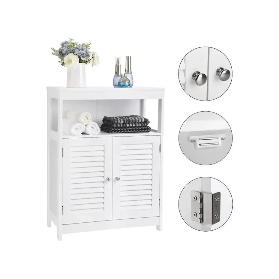 Parya Home - Badkamerkast - Vrijstaande Kast - 2 Deuren - Hout - Wit