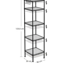 Parya Home - Badkamerrek 5 platen en haken zwart