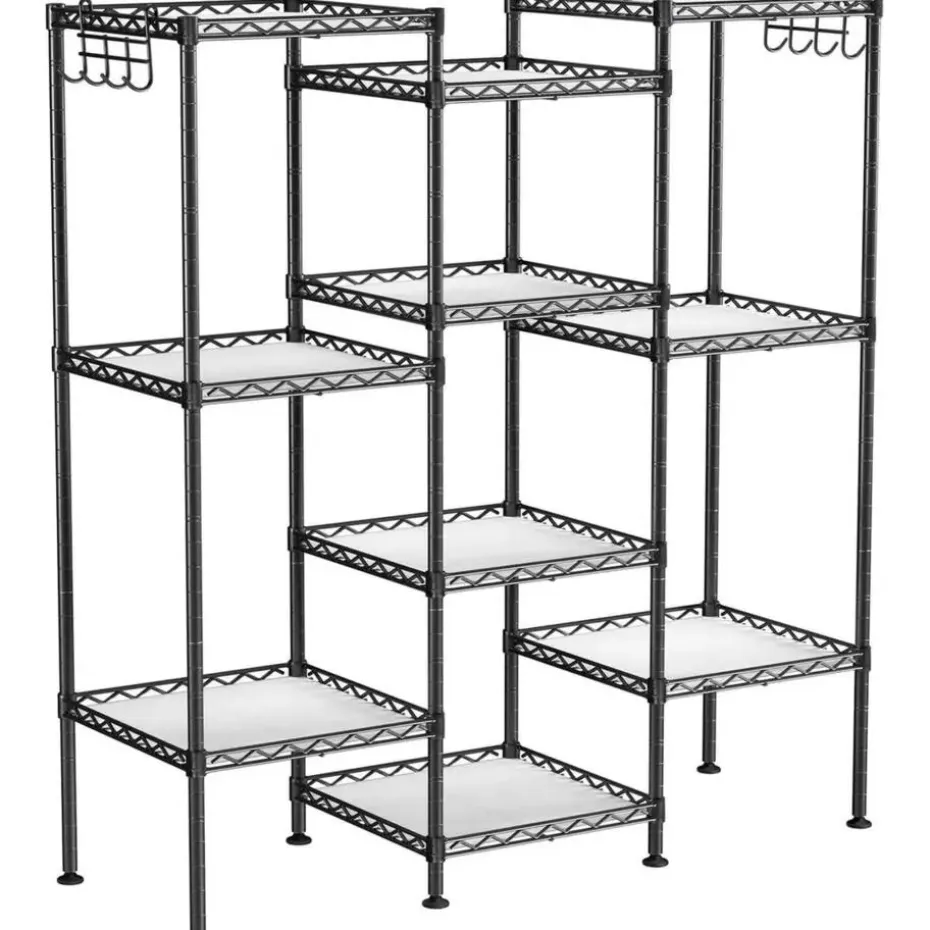 Parya Home - Badkamerrek 5 platen en haken zwart