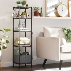 Parya Home - Badkamerrek 5 platen en haken zwart