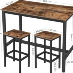 Parya home - Bartafel Set - 120x60x90 - Donkerbruin