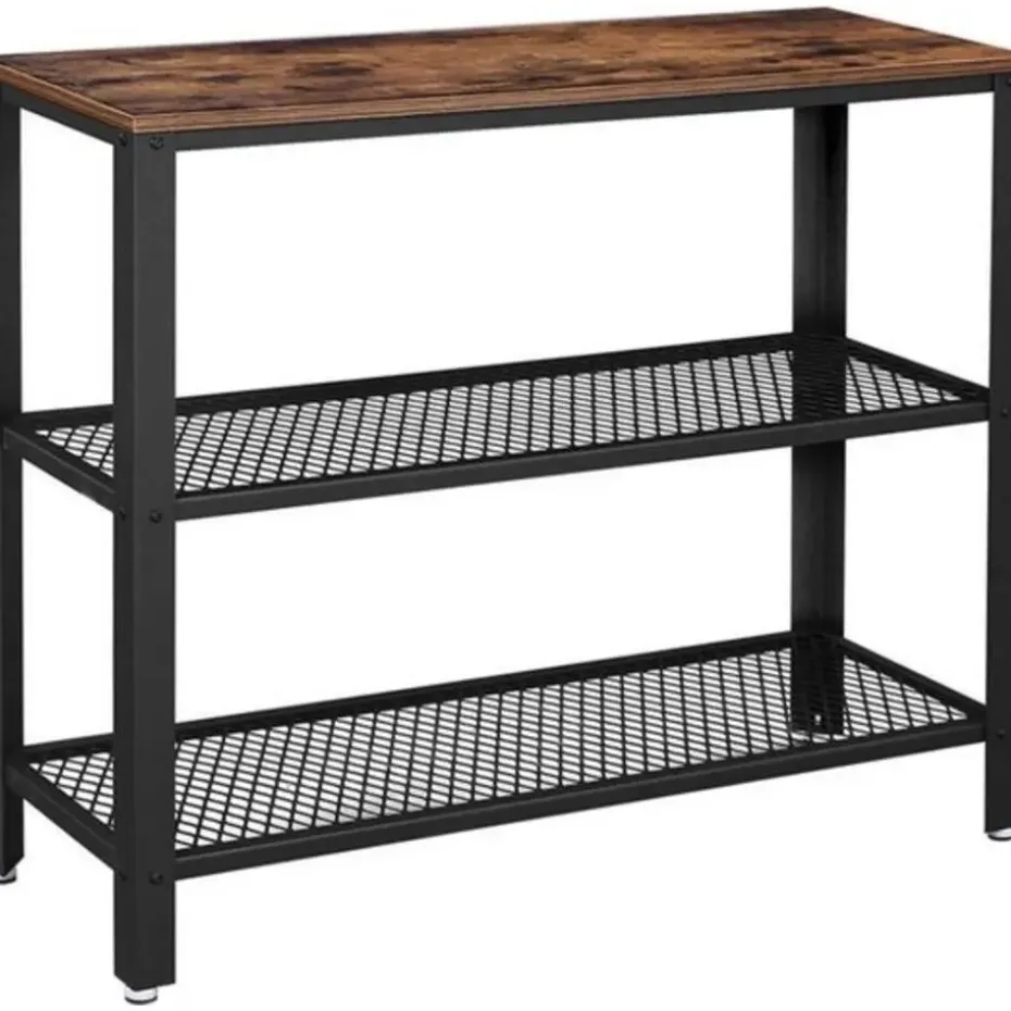 Parya Home - Bijzettafel - Industrieel - Hout/Metaal - 101,5x35x80 cm