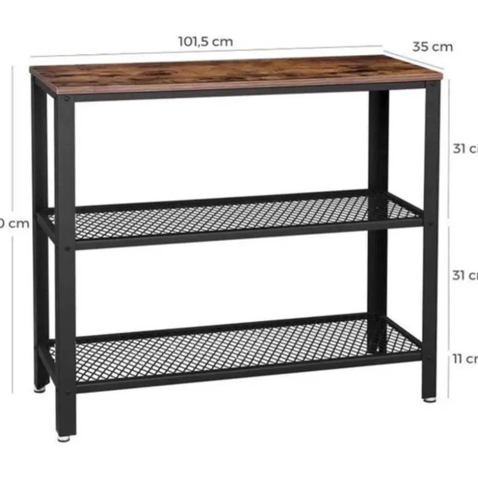 Parya Home - Bijzettafel - Industrieel - Hout/Metaal - 101,5x35x80 cm