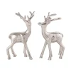 Parya Home - Deco figuur hert set van 2 tafeldecoratie metaal zilver