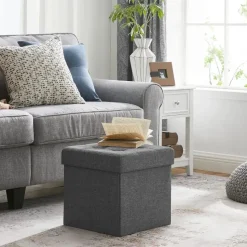 Parya Home - Grijze Poef - Hocker - Donkergrijs