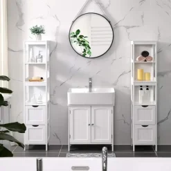 Parya Home - Hoge Badkamerkast - Hout - Wit