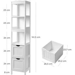 Parya Home - Hoge Badkamerkast - Hout - Wit