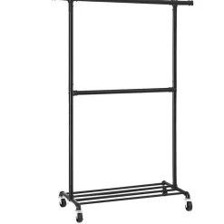 Parya Home - Kledingrek Op Wielen - Metaal - Zwart