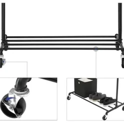 Parya Home - Kledingrek Op Wielen - Metaal - Zwart