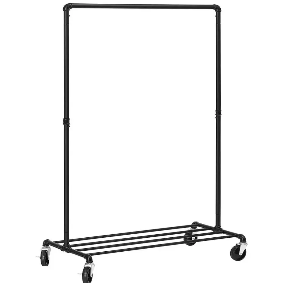Parya Home - Kledingrek op wieltjes - Metaal - Zwart