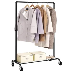 Parya Home - Kledingrek op wieltjes - Metaal - Zwart
