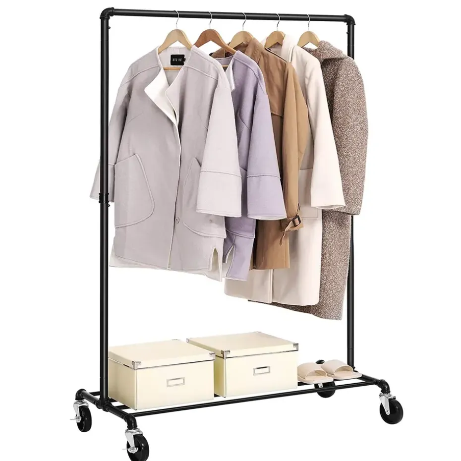 Parya Home - Kledingrek op wieltjes - Metaal - Zwart