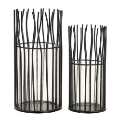 Parya Home - Lantaarnset 2-delige Loft zwarte of zilveren kandelaar lantaarns