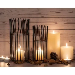 Parya Home - Lantaarnset 2-delige Loft zwarte of zilveren kandelaar lantaarns