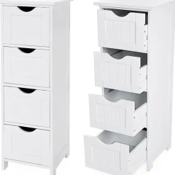 Parya Home - Smalle Ladekast met 4 Lades - Hout - Wit