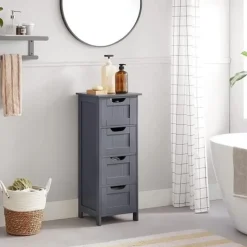 Parya Home - Smalle Ladekast - 4 Lades - Hout - Grijs