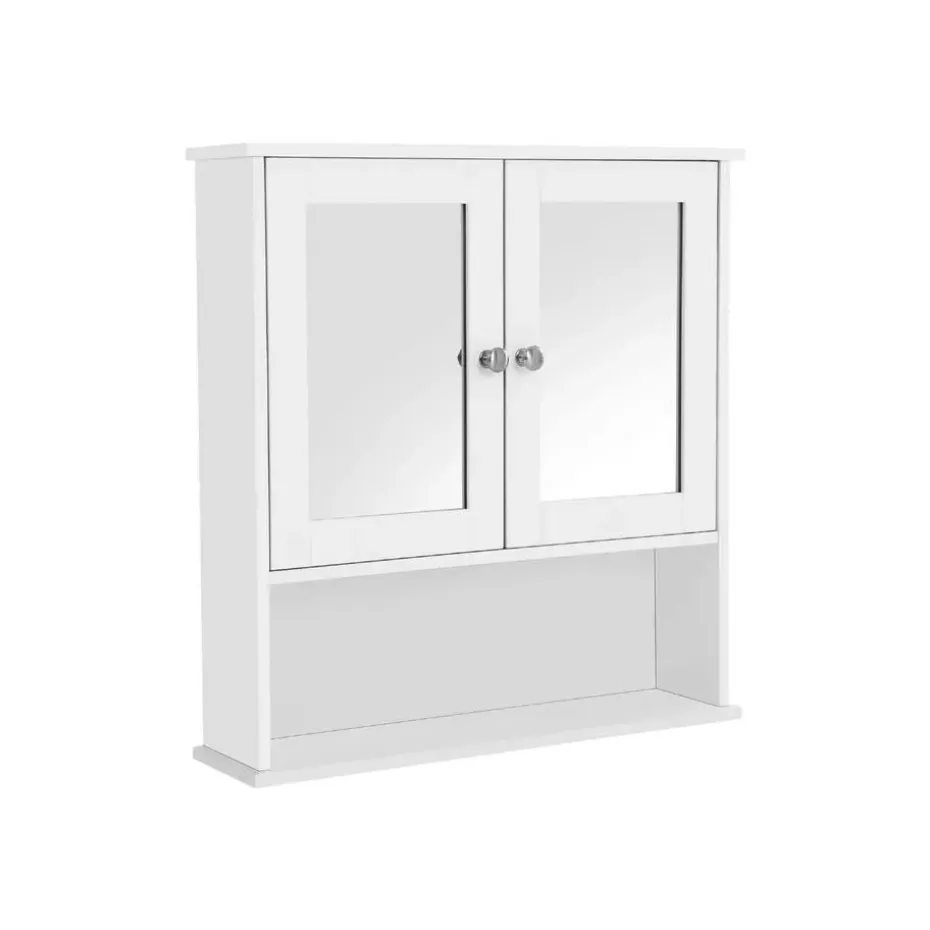 Parya Home - Spiegelkast - Badkamermeubel - 2 Deuren - 1 Plank - Hout - Wit