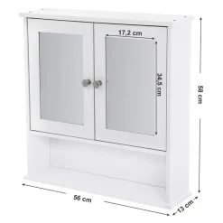 Parya Home - Spiegelkast - Badkamermeubel - 2 Deuren - 1 Plank - Hout - Wit