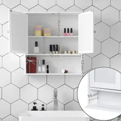 Parya Home - Spiegelkast - Badkamermeubel - 2 Deuren - 1 Plank - Hout - Wit