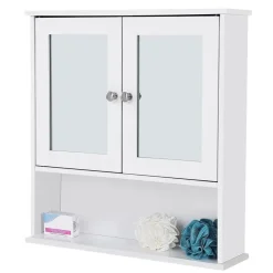 Parya Home - Spiegelkast - Badkamermeubel - 2 Deuren - 1 Plank - Hout - Wit