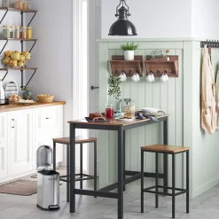 Parya Home - Stabiele Bartafel - Metaal/Spaanplaat - Bruin/Zwart