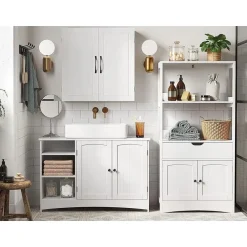 Parya Home - Wastafelonderkast -Badkamerkast - 2 Deuren - 2 Planken - Hout - Wit