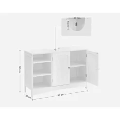 Parya Home - Wastafelonderkast -Badkamerkast - 2 Deuren - 2 Planken - Hout - Wit