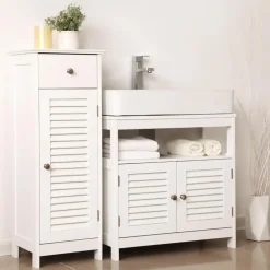 Parya Home - Wastafelonderkast -Badkamerkast - 2 Deuren - Wit