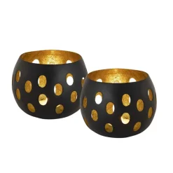 Parya Home - Waxinelichthouder set van 2 - Zwart