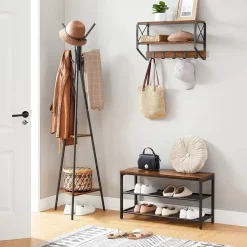 Parya Home - Zwarte Kapstok - Boomvormig - 2 planken - Industrieël