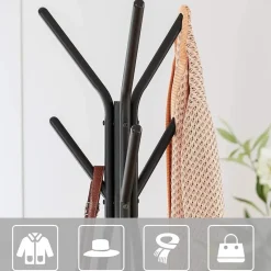 Parya Home - Zwarte Kapstok - Boomvormig - 2 planken - Industrieël