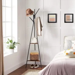 Parya Home - Zwarte Kapstok - Boomvormig - 2 planken - Industrieël