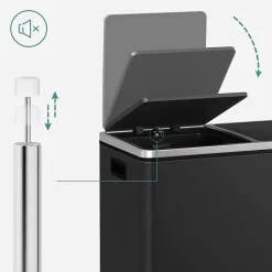 Parya Home - Zwarte Prullenbak - 2 x 30 Liter - Roestvrij Staal