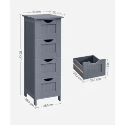 Parya Home Badkamerkast, badkamerkast, zijkast met 4 laden