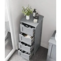 Parya Home Badkamerkast, badkamerkast, zijkast met 4 laden