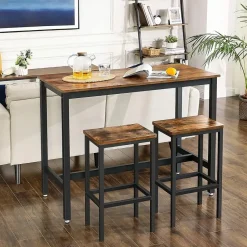 Parya Home Bartafel Set - Bartafel incl. twee barstoelen - Industrieel - Vintage