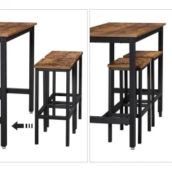 Parya Home Bartafel Set - Bartafel incl. twee barstoelen - Industrieel - Vintage