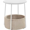 Parya Home Bijzettafel, ronde bijzettafel met stoffen mand
