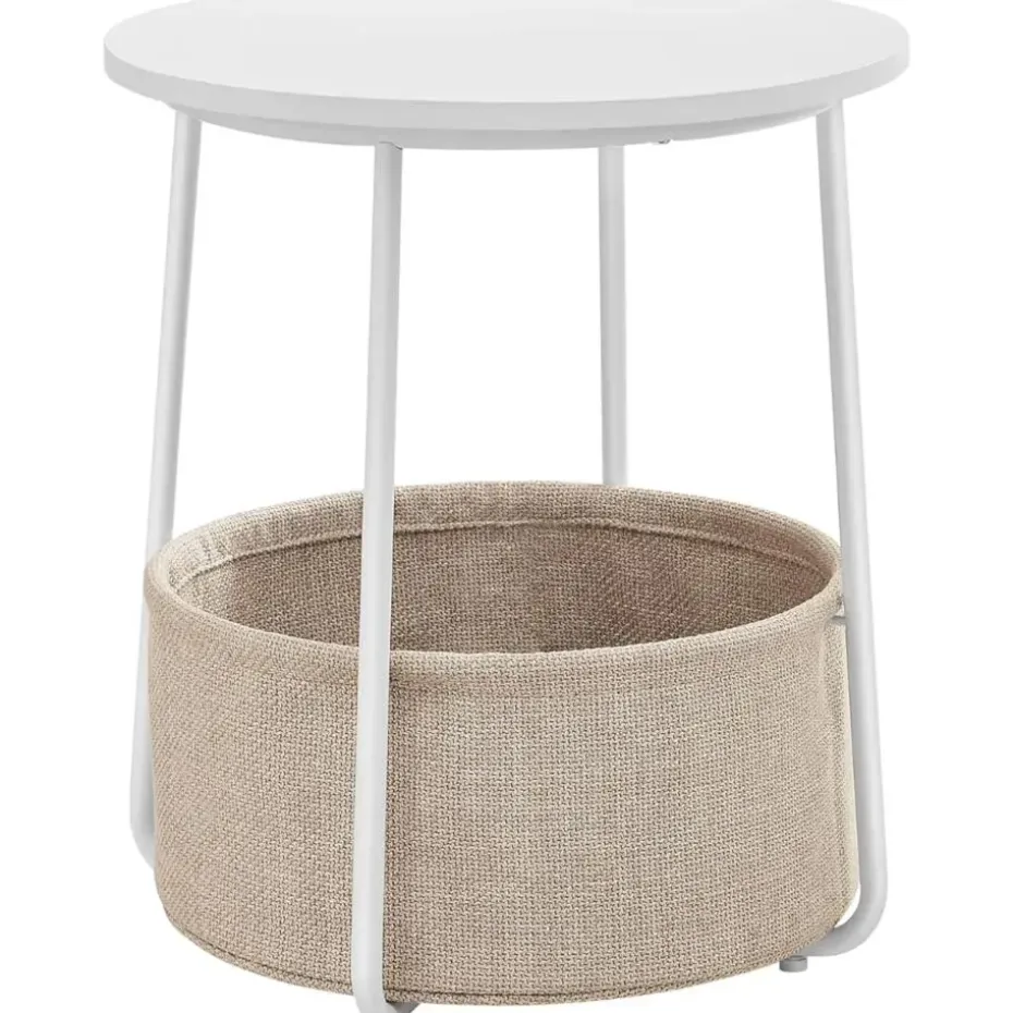 Parya Home Bijzettafel, ronde bijzettafel met stoffen mand