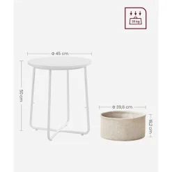 Parya Home Bijzettafel, ronde bijzettafel met stoffen mand