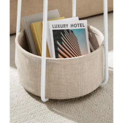 Parya Home Bijzettafel, ronde bijzettafel met stoffen mand