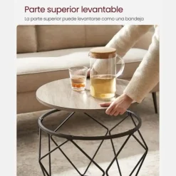 Parya Home Bijzettafel, set van 2 salontafels, grijs-zwart