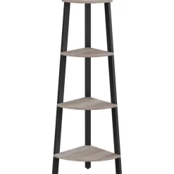 Parya Home hoekplank - 4 planken - industrieel - grijs-zwart