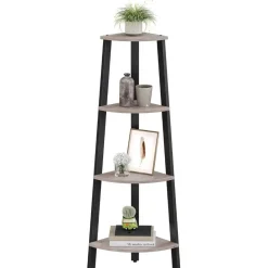 Parya Home hoekplank - 4 planken - industrieel - grijs-zwart