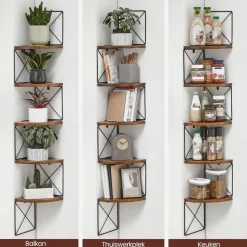 Parya Home Hoekplank, boekenkast met zigzagdesig, 5 lagen