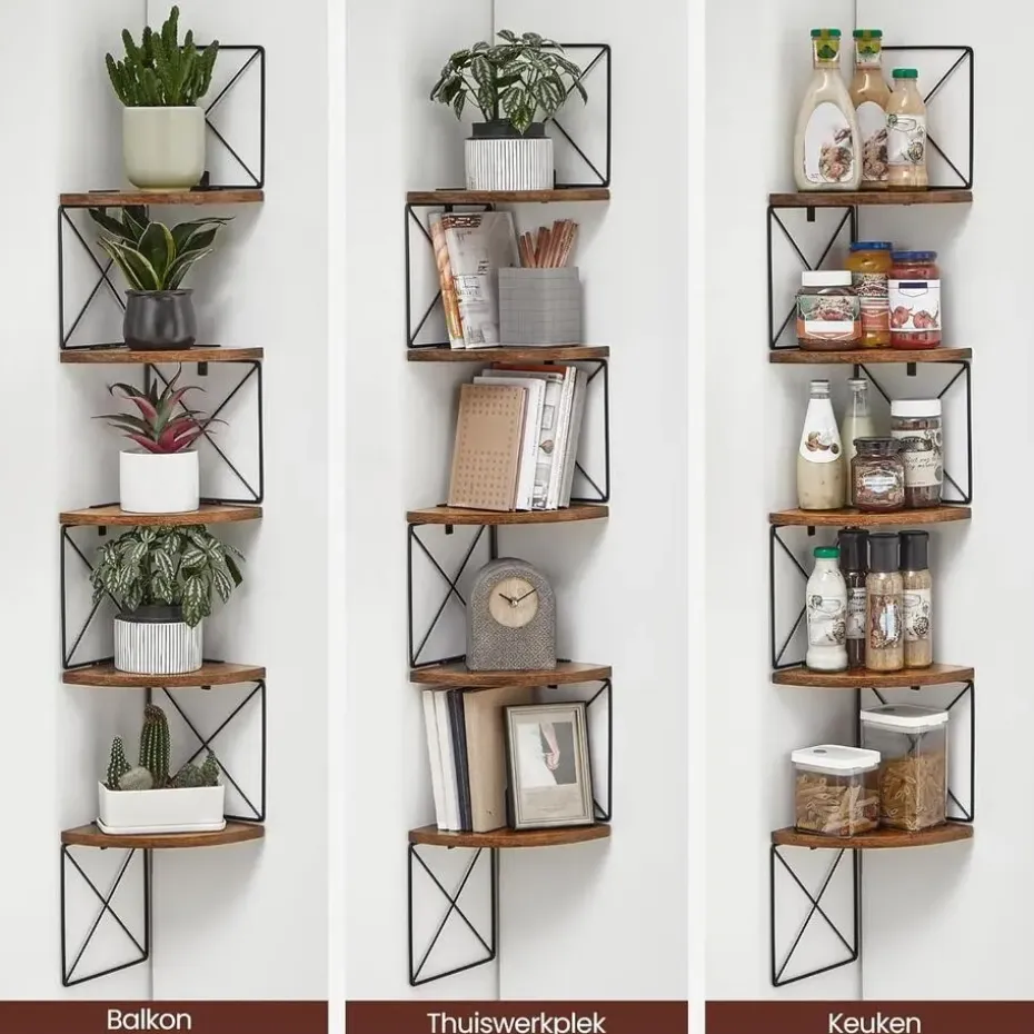 Parya Home Hoekplank, boekenkast met zigzagdesig, 5 lagen