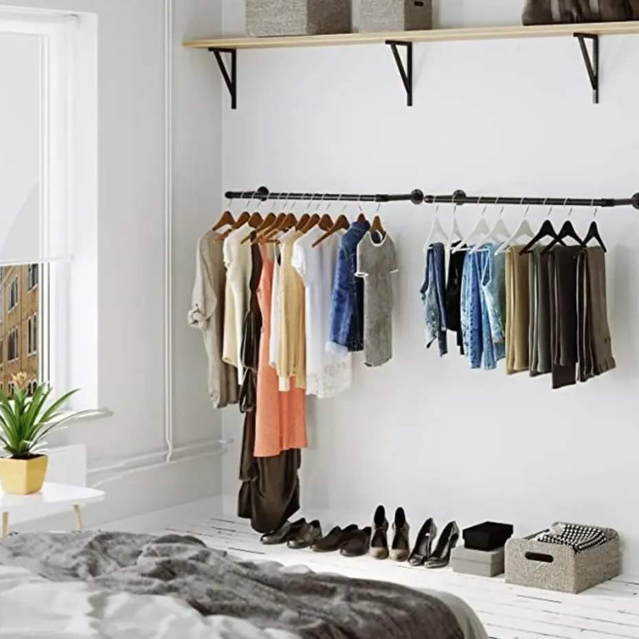 Parya Home Industrieel Ontwerp Wandgemonteerde Kledingstang - 92cmx3cmx7.5cm